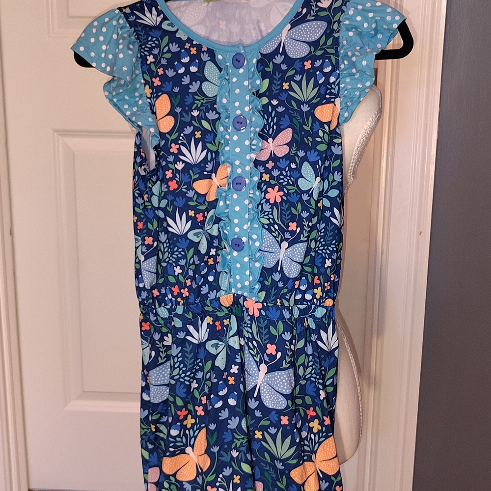 Millie Loves Lily 14 Euc Girls Navy Floral Ruffle Dress - Blue Boutique‎